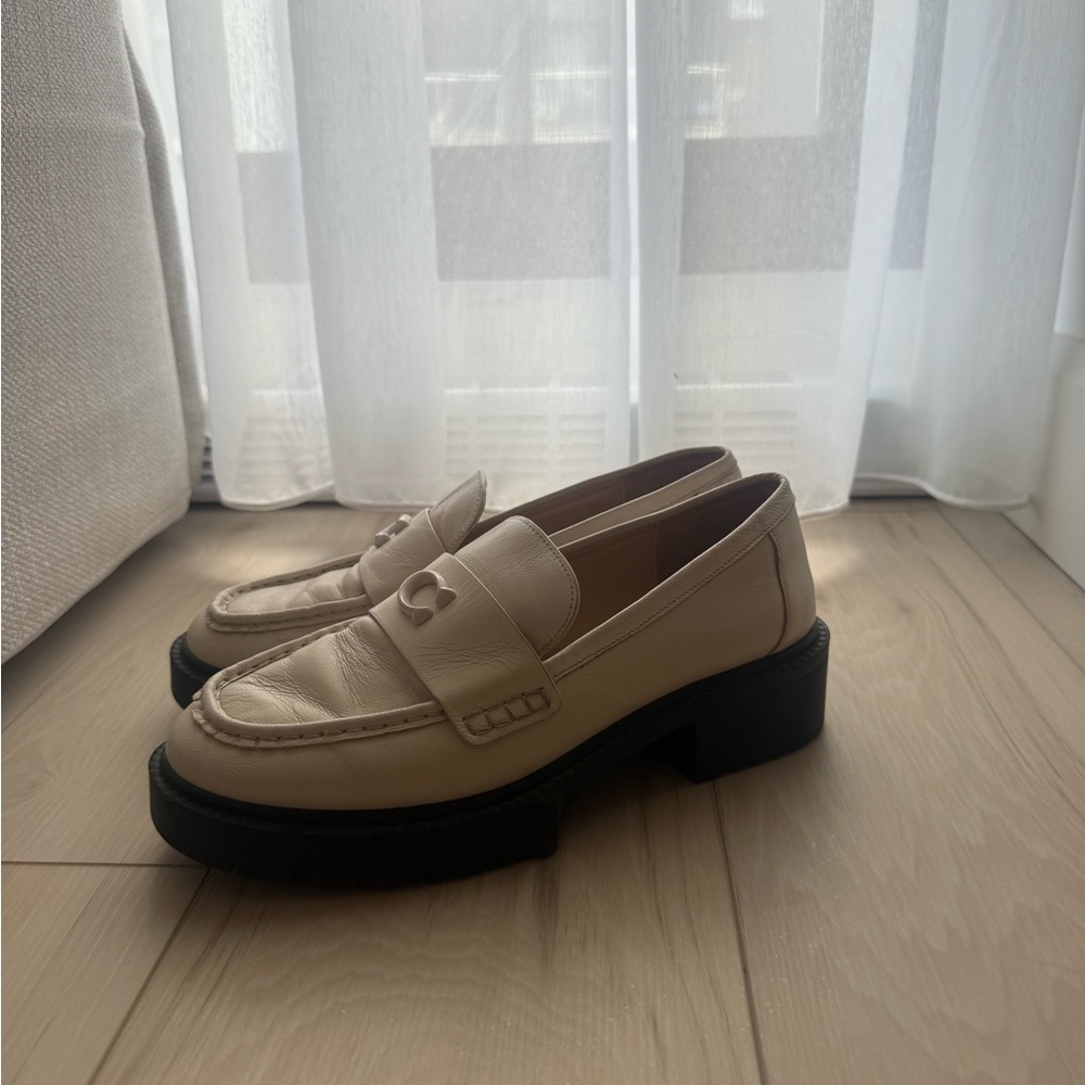 Coach Cream Loafers with Black Soles